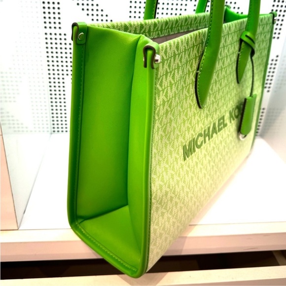 Michael Kors Mirella Medium Ombré Logo Tote Bag Jungle Green - Picture 5 of 9